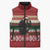 Chimpanzee Christmas Sleeveless Puffer Jacket Chimpanzee Wearing Santa Hat - Red Green Snowflake - Wonder Print Shop