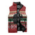 Chimpanzee Christmas Sleeveless Puffer Jacket Chimpanzee Wearing Santa Hat - Red Green Snowflake - Wonder Print Shop