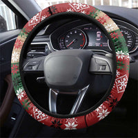 Chimpanzee Christmas Steering Wheel Cover Chimpanzee Wearing Santa Hat - Red Green Snowflake - Wonder Print Shop