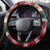 Chimpanzee Christmas Steering Wheel Cover Chimpanzee Wearing Santa Hat - Red Green Snowflake - Wonder Print Shop