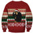 Chimpanzee Christmas Sweatshirt Chimpanzee Wearing Santa Hat - Red Green Snowflake - Wonder Print Shop