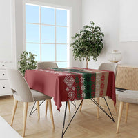 Chimpanzee Christmas Tablecloth Chimpanzee Wearing Santa Hat - Red Green Snowflake - Wonder Print Shop