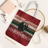 Chimpanzee Christmas Tote Bag Chimpanzee Wearing Santa Hat - Red Green Snowflake - Wonder Print Shop