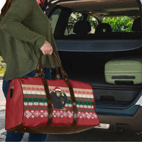 Chimpanzee Christmas Travel Bag Chimpanzee Wearing Santa Hat - Red Green Snowflake - Wonder Print Shop