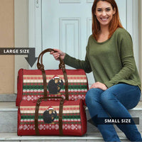 Chimpanzee Christmas Travel Bag Chimpanzee Wearing Santa Hat - Red Green Snowflake - Wonder Print Shop