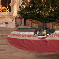 Chimpanzee Christmas Tree Skirt Chimpanzee Wearing Santa Hat - Red Green Snowflake - Wonder Print Shop