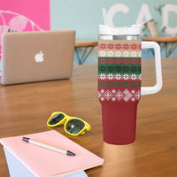 Chimpanzee Christmas Tumbler With Handle Chimpanzee Wearing Santa Hat - Red Green Snowflake - Wonder Print Shop