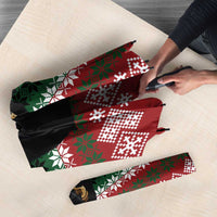 Chimpanzee Christmas Umbrella Chimpanzee Wearing Santa Hat - Red Green Snowflake - Wonder Print Shop