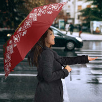 Chimpanzee Christmas Umbrella Chimpanzee Wearing Santa Hat - Red Green Snowflake - Wonder Print Shop