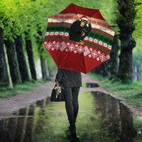 Chimpanzee Christmas Umbrella Chimpanzee Wearing Santa Hat - Red Green Snowflake - Wonder Print Shop