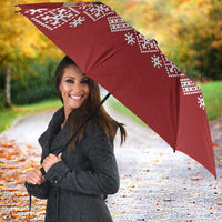 Chimpanzee Christmas Umbrella Chimpanzee Wearing Santa Hat - Red Green Snowflake - Wonder Print Shop