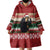 Chimpanzee Christmas Wearable Blanket Hoodie Chimpanzee Wearing Santa Hat - Red Green Snowflake - Wonder Print Shop