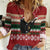 Chimpanzee Christmas Women Casual Shirt Chimpanzee Wearing Santa Hat - Red Green Snowflake - Wonder Print Shop