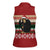 Chimpanzee Christmas Women Sleeveless Polo Shirt Chimpanzee Wearing Santa Hat - Red Green Snowflake - Wonder Print Shop