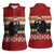 Chimpanzee Christmas Women Sleeveless Polo Shirt Chimpanzee Wearing Santa Hat - Red Green Snowflake - Wonder Print Shop