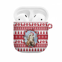 Christmas Santa Bunny Rabbits AirPods Case Red White Tree Snowflake Pattern - Wonder Print Shop