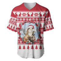 Christmas Santa Bunny Rabbits Baseball Jersey Red White Tree Snowflake Pattern - Wonder Print Shop