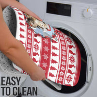 Christmas Santa Bunny Rabbits Bathroom Set Red White Tree Snowflake Pattern - Wonder Print Shop