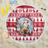 Christmas Santa Bunny Rabbits Beach Blanket Red White Tree Snowflake Pattern - Wonder Print Shop