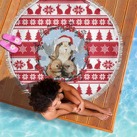 Christmas Santa Bunny Rabbits Beach Blanket Red White Tree Snowflake Pattern - Wonder Print Shop