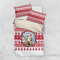Christmas Santa Bunny Rabbits Bedding Set Red White Tree Snowflake Pattern - Wonder Print Shop