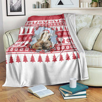 Christmas Santa Bunny Rabbits Blanket Red White Tree Snowflake Pattern - Wonder Print Shop