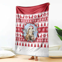 Christmas Santa Bunny Rabbits Blanket Red White Tree Snowflake Pattern - Wonder Print Shop