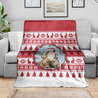 Christmas Santa Bunny Rabbits Blanket Red White Tree Snowflake Pattern - Wonder Print Shop