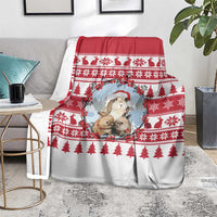 Christmas Santa Bunny Rabbits Blanket Red White Tree Snowflake Pattern - Wonder Print Shop