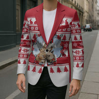 Christmas Santa Bunny Rabbits Blazer Red White Tree Snowflake Pattern - Wonder Print Shop