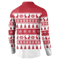 Christmas Santa Bunny Rabbits Button Sweatshirt Red White Tree Snowflake Pattern - Wonder Print Shop