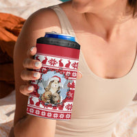 Christmas Santa Bunny Rabbits 4 in 1 Can Cooler Tumbler Red White Tree Snowflake Pattern - Wonder Print Shop