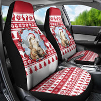 Christmas Santa Bunny Rabbits Car Seat Cover Red White Tree Snowflake Pattern - Wonder Print Shop