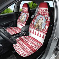 Christmas Santa Bunny Rabbits Car Seat Cover Red White Tree Snowflake Pattern - Wonder Print Shop