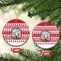 Christmas Santa Bunny Rabbits Ceramic Ornament Red White Tree Snowflake Pattern - Wonder Print Shop