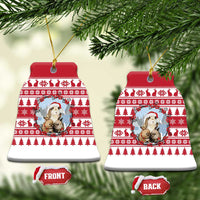 Christmas Santa Bunny Rabbits Ceramic Ornament Red White Tree Snowflake Pattern - Wonder Print Shop