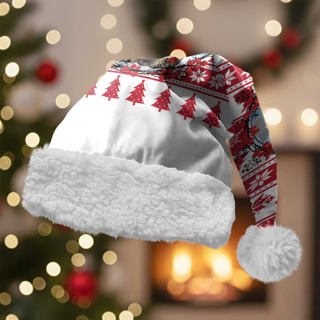 Christmas Santa Bunny Rabbits Christmas Santa Hat Red White Tree Snowflake Pattern - Wonder Print Shop