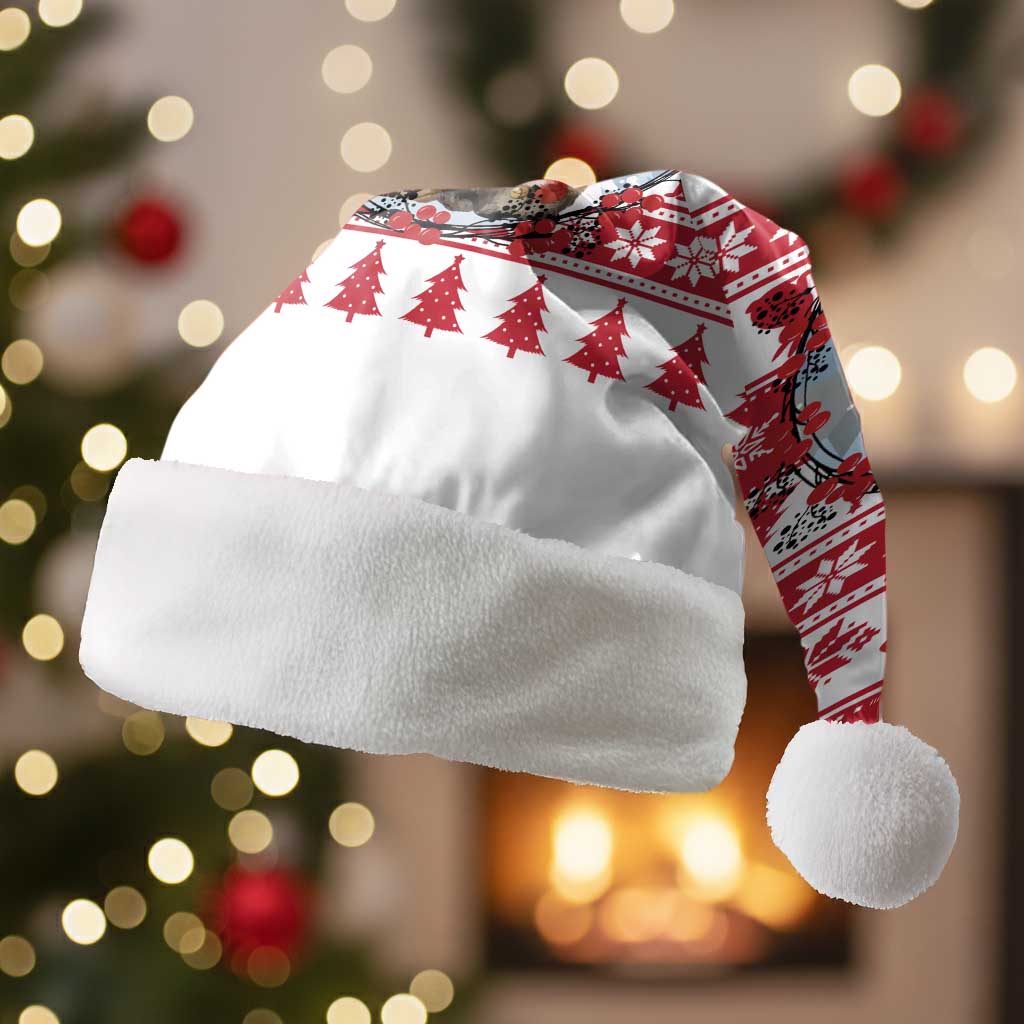 Christmas Santa Bunny Rabbits Christmas Santa Hat Red White Tree Snowflake Pattern - Wonder Print Shop