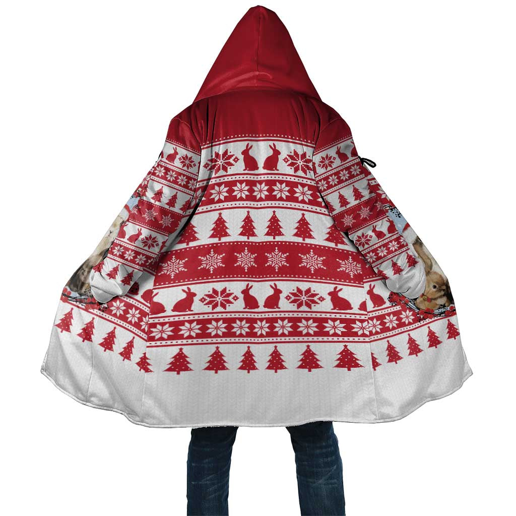 Christmas Santa Bunny Rabbits Cloak Red White Tree Snowflake Pattern - Wonder Print Shop