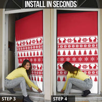Christmas Santa Bunny Rabbits Door Cover Red White Tree Snowflake Pattern - Wonder Print Shop