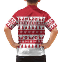 Christmas Santa Bunny Rabbits Family Matching Long Sleeve Bodycon Dress and Hawaiian Shirt Red White Tree Snowflake Pattern - Wonder Print Shop