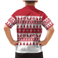 Christmas Santa Bunny Rabbits Family Matching Mermaid Dress and Hawaiian Shirt Red White Tree Snowflake Pattern - Wonder Print Shop