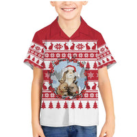 Christmas Santa Bunny Rabbits Family Matching Mermaid Dress and Hawaiian Shirt Red White Tree Snowflake Pattern - Wonder Print Shop
