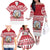 Christmas Santa Bunny Rabbits Family Matching Off The Shoulder Long Sleeve Dress and Hawaiian Shirt Red White Tree Snowflake Pattern - Wonder Print Shop