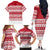 Christmas Santa Bunny Rabbits Family Matching Off The Shoulder Long Sleeve Dress and Hawaiian Shirt Red White Tree Snowflake Pattern - Wonder Print Shop