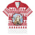Christmas Santa Bunny Rabbits Family Matching Off The Shoulder Long Sleeve Dress and Hawaiian Shirt Red White Tree Snowflake Pattern - Wonder Print Shop