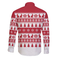 Christmas Santa Bunny Rabbits Family Matching Off The Shoulder Long Sleeve Dress and Hawaiian Shirt Red White Tree Snowflake Pattern - Wonder Print Shop