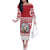 Christmas Santa Bunny Rabbits Family Matching Off The Shoulder Long Sleeve Dress and Hawaiian Shirt Red White Tree Snowflake Pattern - Wonder Print Shop