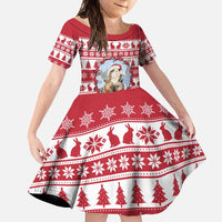 Christmas Santa Bunny Rabbits Family Matching Off Shoulder Maxi Dress and Hawaiian Shirt Red White Tree Snowflake Pattern - Wonder Print Shop
