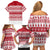 Christmas Santa Bunny Rabbits Family Matching Off Shoulder Short Dress and Hawaiian Shirt Red White Tree Snowflake Pattern - Wonder Print Shop